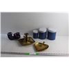 Image 1 : Brass and Ceramic Candle Holders, Storage Tins and Brass Serving Tray