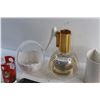 Image 6 : Ceramic Basket, Water Pitcher, Pepper Shaker, Glass Cup and Misc.