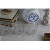 Image 9 : Glass Cups, Porcelain Statue, Milk Glass Canister Jar, Tongs, Porcelain Storage Box with Lid and Mis