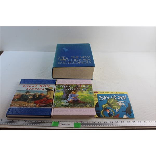 (4) Books - The New Columbia Encyclopedia, Great Boy Stories and Big Horn