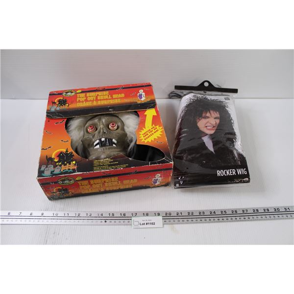 Pop Out Skull Head, Rocker Wig
