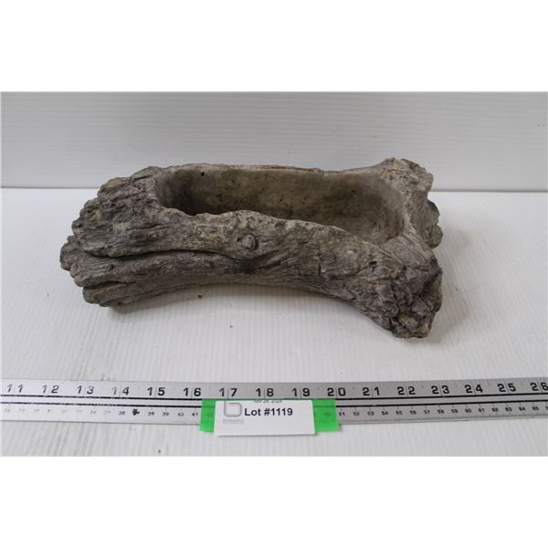 Log Themed Small Ceramic Planter