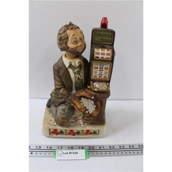 Battery Powered Hand Made Hand Painted Ceramic Gambling Figurine - As Is