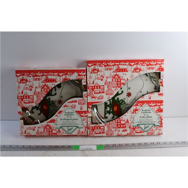 Christmas Scalloped & Cake Plates