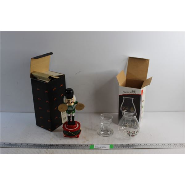 Nut Cracker Music Box and Christmas Candle Holder