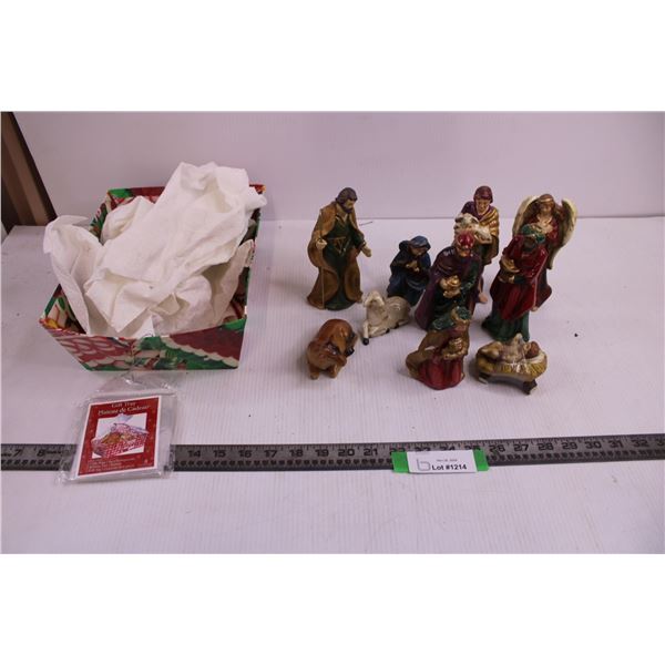 Christmas Nativity Scene Ornaments (Set of 10), Gift Tray (NIB)