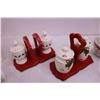 Image 5 : (2) Christmas Themed Salt & Pepper Shakers With Bases, Set Napkin Holders, Floating Candles, Small P