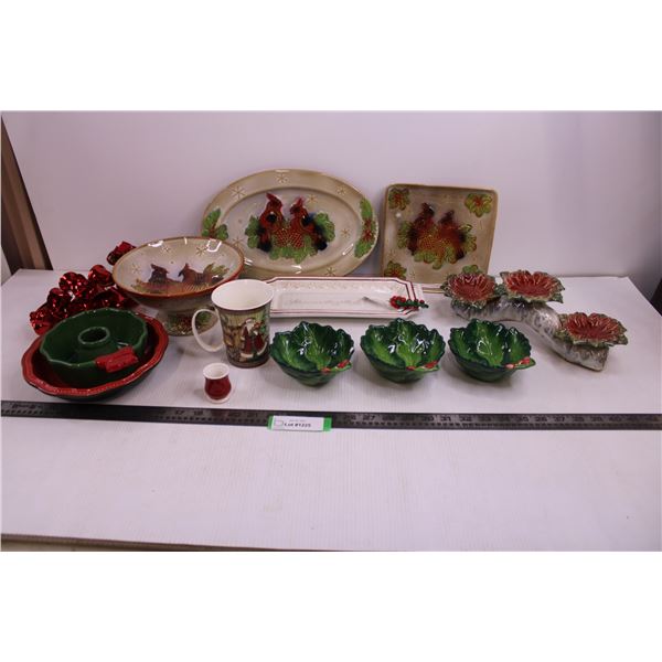 Christmas Ceramic Platter Set, Grasslands Road Ceramic Platter, Coffee Mug, Ceramic Candle Holders, 