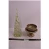 Image 1 : Ornamental Light-Up Christmas Tree 17" Tall - No Plug-in, Ornamental Ceramic Raised Platter & Bowl S