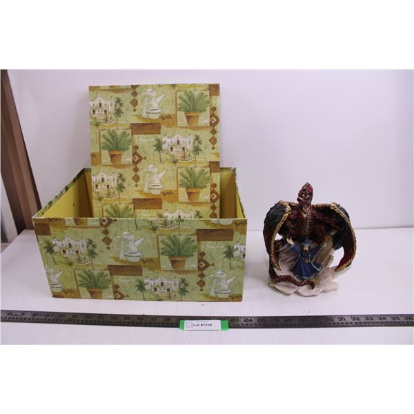 Dragon Ornament 8" Tall, Storage Bin 11" x 15.5" x 7.5"
