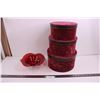 Image 1 : Red Glass Centerpiece Candy Dish 9.5", 3 Piece Nesting Round Storage Bins