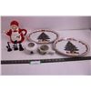 Image 1 : Mrs. Claus Ceramic Teapot, Set of 2 Christmas Platters, Misc.