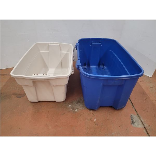 *(2) Plastic Storage Bins - No Lids - 32" x 15" x 19", 35" x 16" x 20"