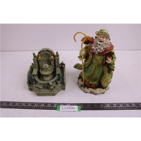 Christmas Themed Ornaments (Green Santa, Fountain)