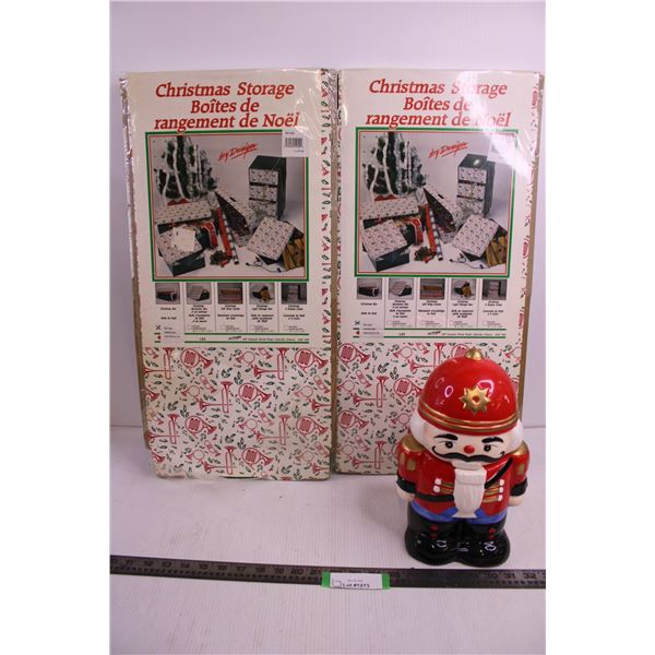 (2) Christmas Storage Kits (NIB), Nutcracker Cookie Jar
