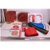 Image 1 : Assorted Christmas Themed Table Linens (Placemats, Table Cloths, Napkins, Runners, Tree Skirts)