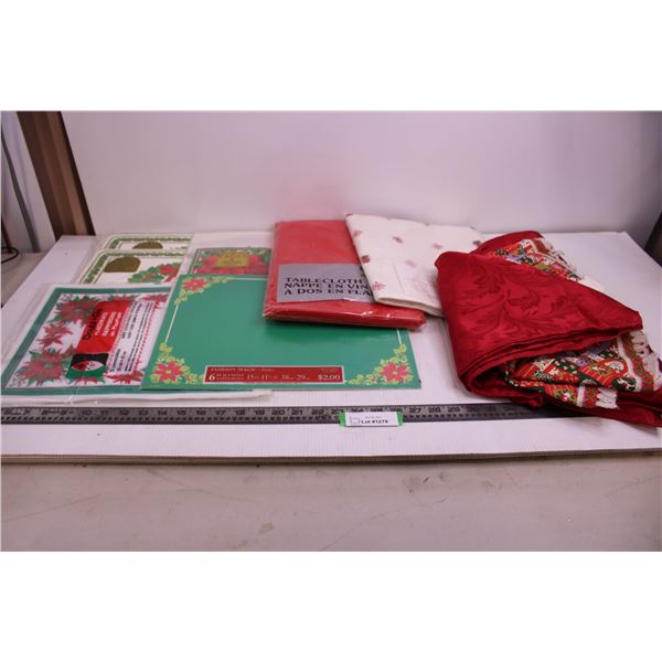 Assorted Christmas Themed Table Linens (Placemats, Table Cloths, Tree Skirts) Many NIB