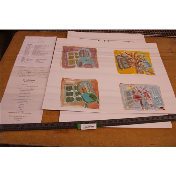 Painting 26" x 20" & Sketches - Artist : Donna E. Crawford