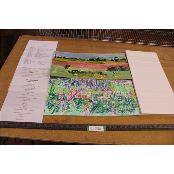 (2) Paintings 19" x 9.25" - Artist : Donna E. Crawford, Misc.