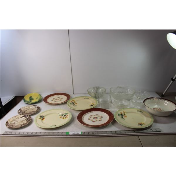 Dish Set- Plates, Glass Bowls, Misc.
