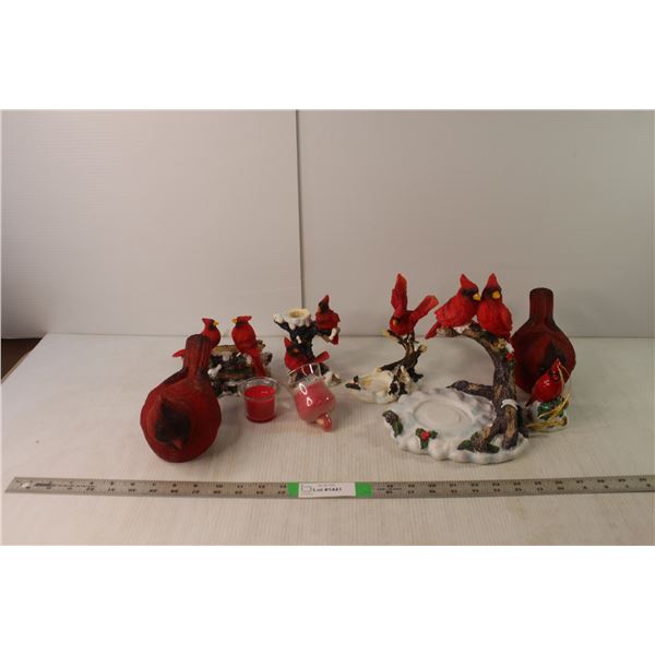 Christmas Cardinal Lot- Candles, Ornaments, Misc.