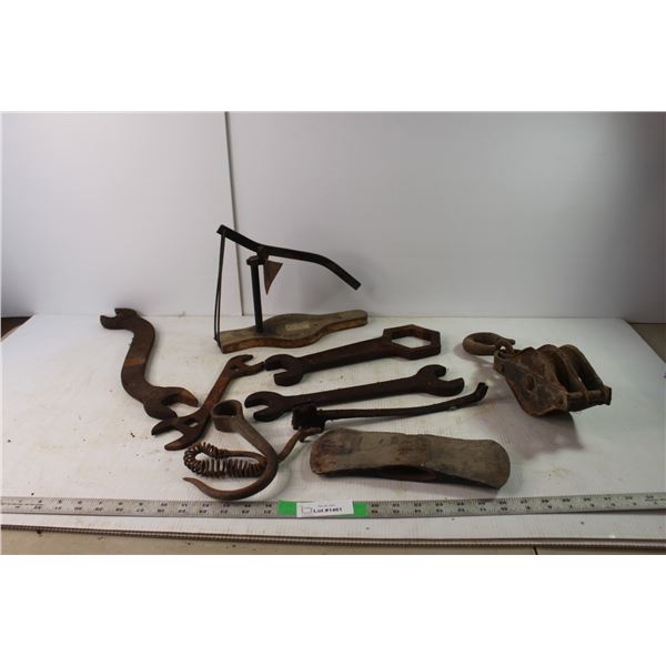Vintage Tools- (4) Wrenches, Axes, Misc.