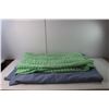 Image 2 : (2) Blankets, Some Staining- Green Crocheted Approx. 53" x 45", Blue 64" x 82"