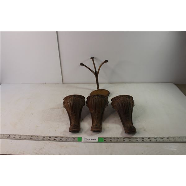 Vintage Cast Iron Stove Parts- (3) Legs