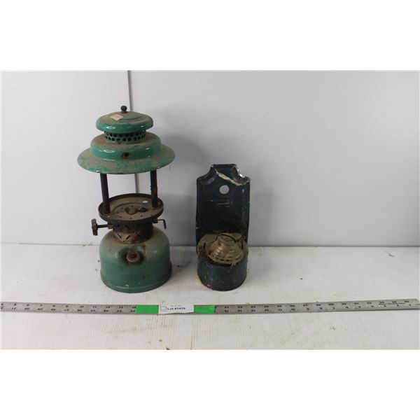 (2) Vintage Coleman Lantern & Bushman Wall Mounted Oil Lamp