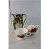 Image 3 : (3) Candle Holders, Tea Pot  and Cup in One & Christmas Pitcher
