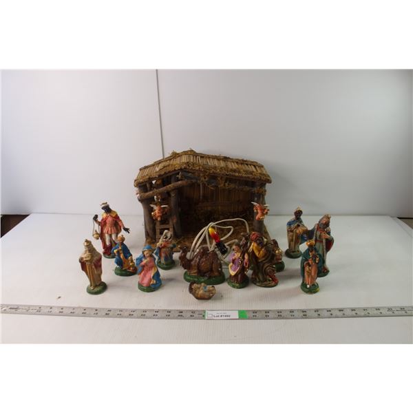 Nativity Scene with Light Up Candle, Working