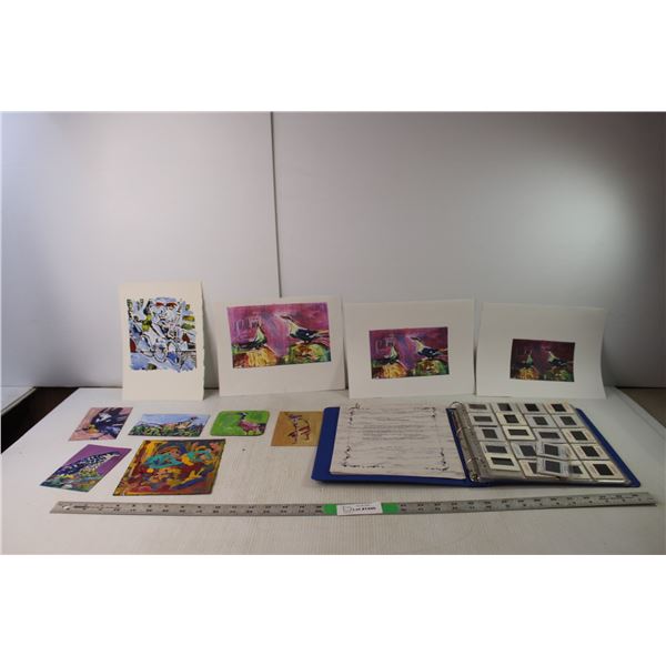 (7) Donna Crawford Acrylic Paintings, 3 Copies, Binder of Painting Negatives