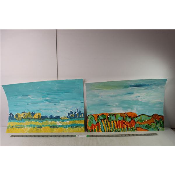 (2) Donna Crawford Acrylic Paintings- 20" Long