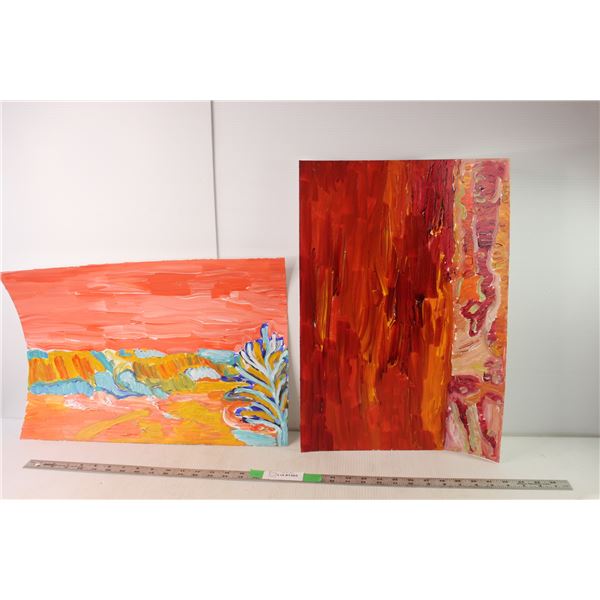 (2) Donna Crawford Acrylic Paintings- 20" Long