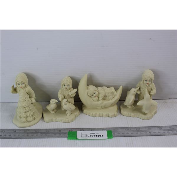 (4) Snow Baby Porcelain Ornaments
