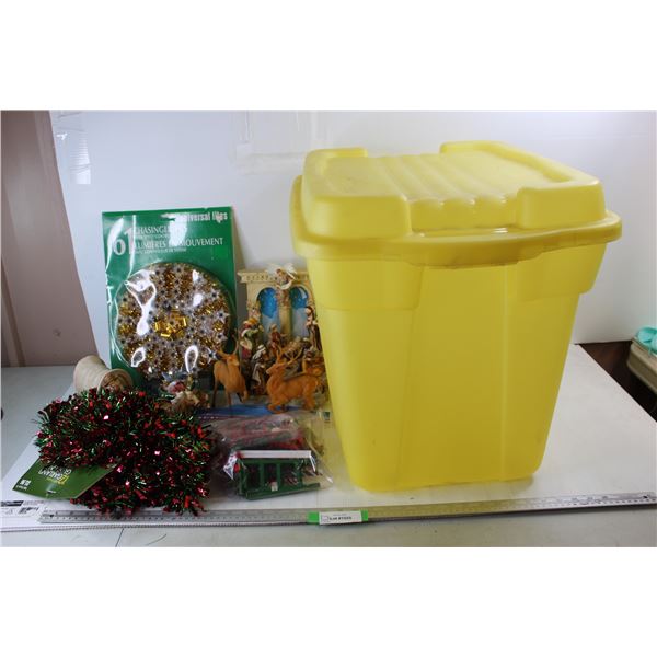 Plastic Tote,24'' x 19.5'' x 20.5'' ,Various Christmas Ornaments