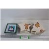 Image 1 : (2) Ceramic Themed Candy Dishes, Star, Christmas Tree, (4) Small square Penguin Plates, 5'' x 5''