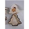 Image 3 : (2) Ceramic Themed Candy Dishes, Star, Christmas Tree, (4) Small square Penguin Plates, 5'' x 5''
