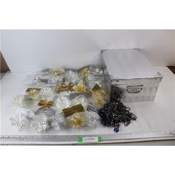 Gift Box, 10.5'' x 13.5'' x 6.5'', Various Sears Christmas Tree Decorations, Misc.