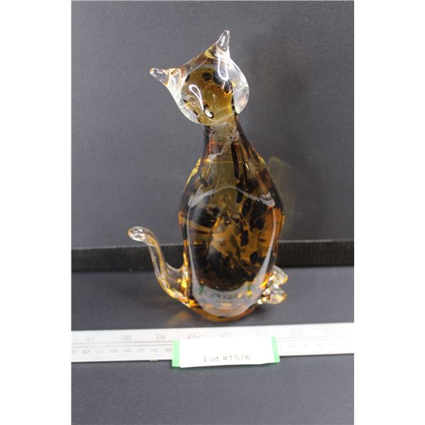 Blown Glass Leopard Ornament- 9'' Tall