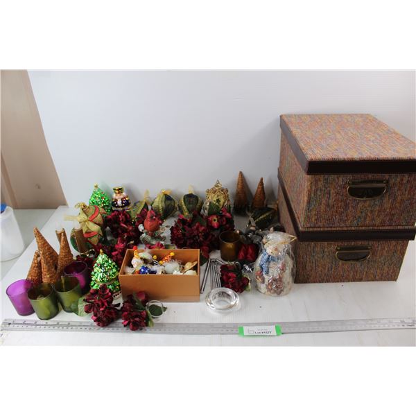 (2) Gift Boxes, 10'' x 14'' x 6.5'' , Various Christmas Ornaments