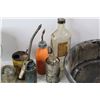 Image 3 : Lot Of Various Items, Vintage Rodgers Golden Syrup Pail, Oil Drip Pan, Funnel, Misc.