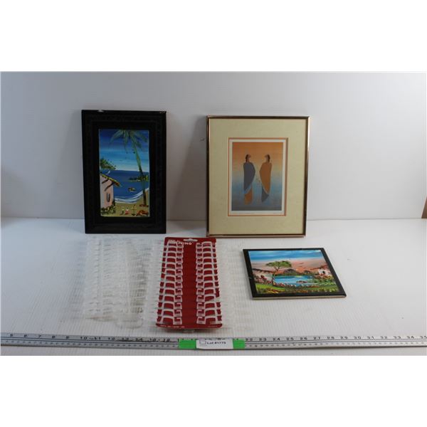 Ceramic Tile Art Wall Decor, All in One Clips and Framed Wall Decor by Ioyan Mani 12'' x 10''