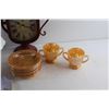 Image 2 : (10) Fire King Peach Luster Saucers and (2) Sugar Bowls, Desk Clock - As Is, Christmas Ornaments and