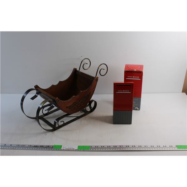 (2) Canada Post Coin Bank and Christmas Sled