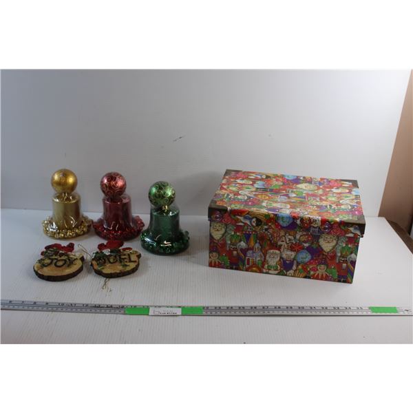 Christmas Ornaments, Candle Holders and Storage Box with Lid