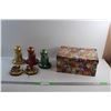 Image 1 : Christmas Ornaments, Candle Holders and Storage Box with Lid