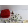 Image 2 : Christmas Enamel Tea Pot, Storage Container, Porcelain Plates, Candle Holders and Bell