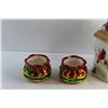 Image 2 : Porcelain Christmas Cookie Jar and (2) Candy Dishes