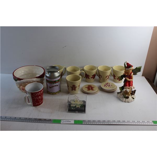 Santa Claus Porcelain Bowl, Christmas Mugs, Decorative Statue, Coasters and Ornament